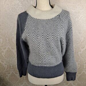 Peter G's General Store Size Med Gray & White Wool/Angora Blend Sweater Vintage